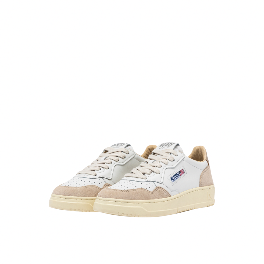 MEDALIST LOW SNEAKERS IN WHITE AND GOLD LEATHER