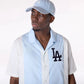 LA Dodgers Stripe Revere Open White Short Sleeve Shirt  (חולצה)