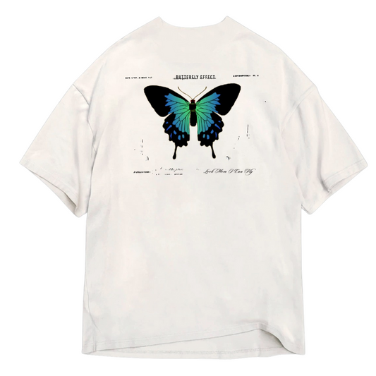 White Butterfly T-shirt - Butterfly Sneakers