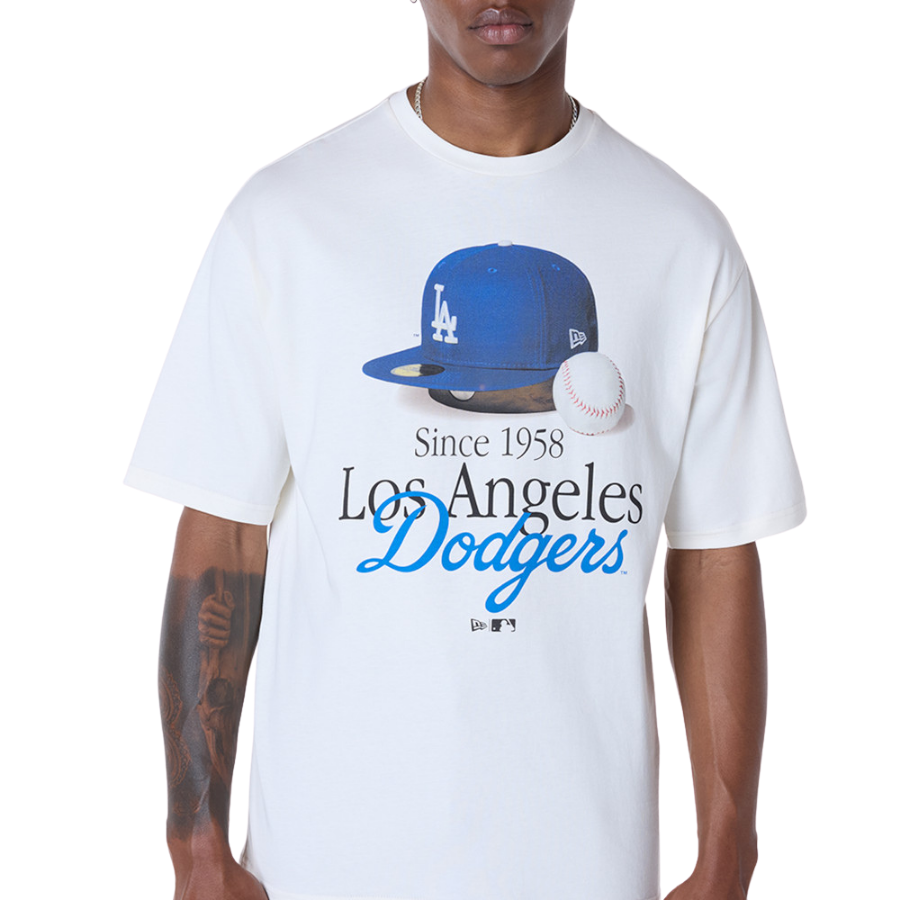 LA Dodgers MLB Script Open White T-Shirt