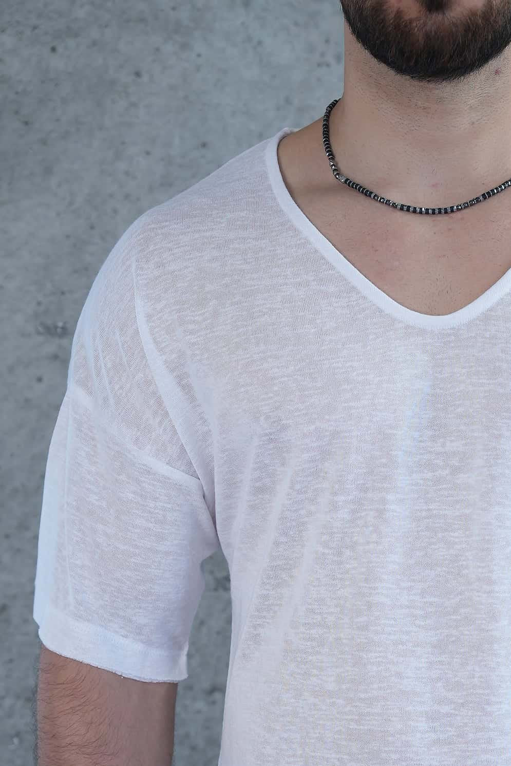 LINEN T SHIRT - WHITE