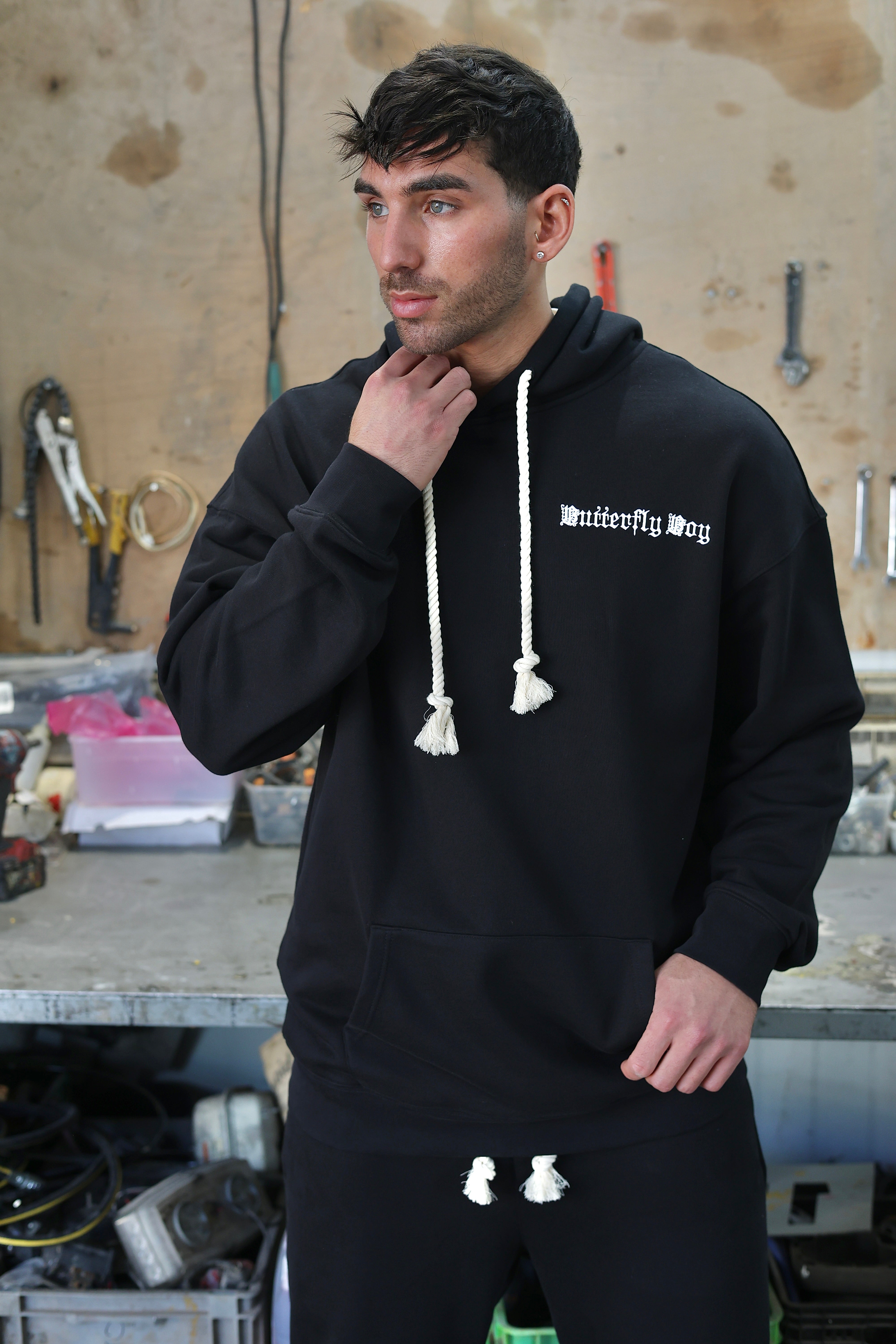 BUTTERFLY BOY HOODIE - BLACK