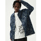 PRINT BUTTON FRONT DENIM JACKET Denim Blue - Butterfly Sneakers