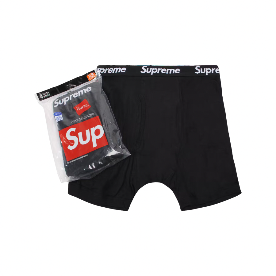 Supreme Hanes Boxer Briefs 4 Pack Black