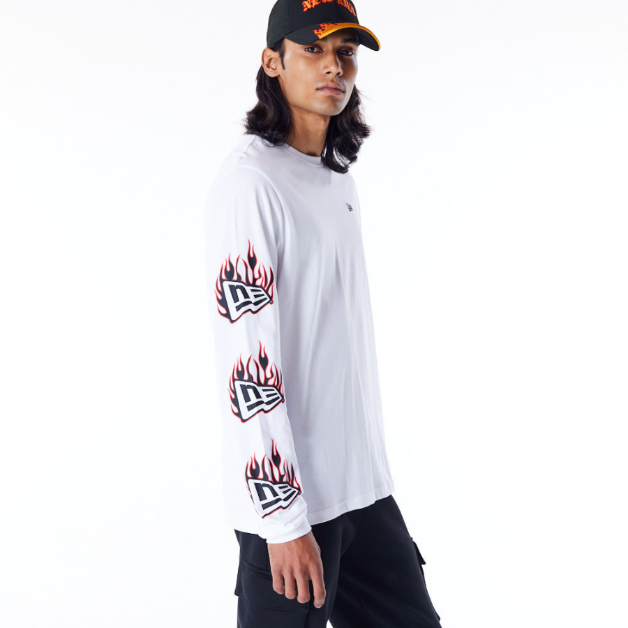 New Era Flag Flame White Long Sleeve T-Shirt