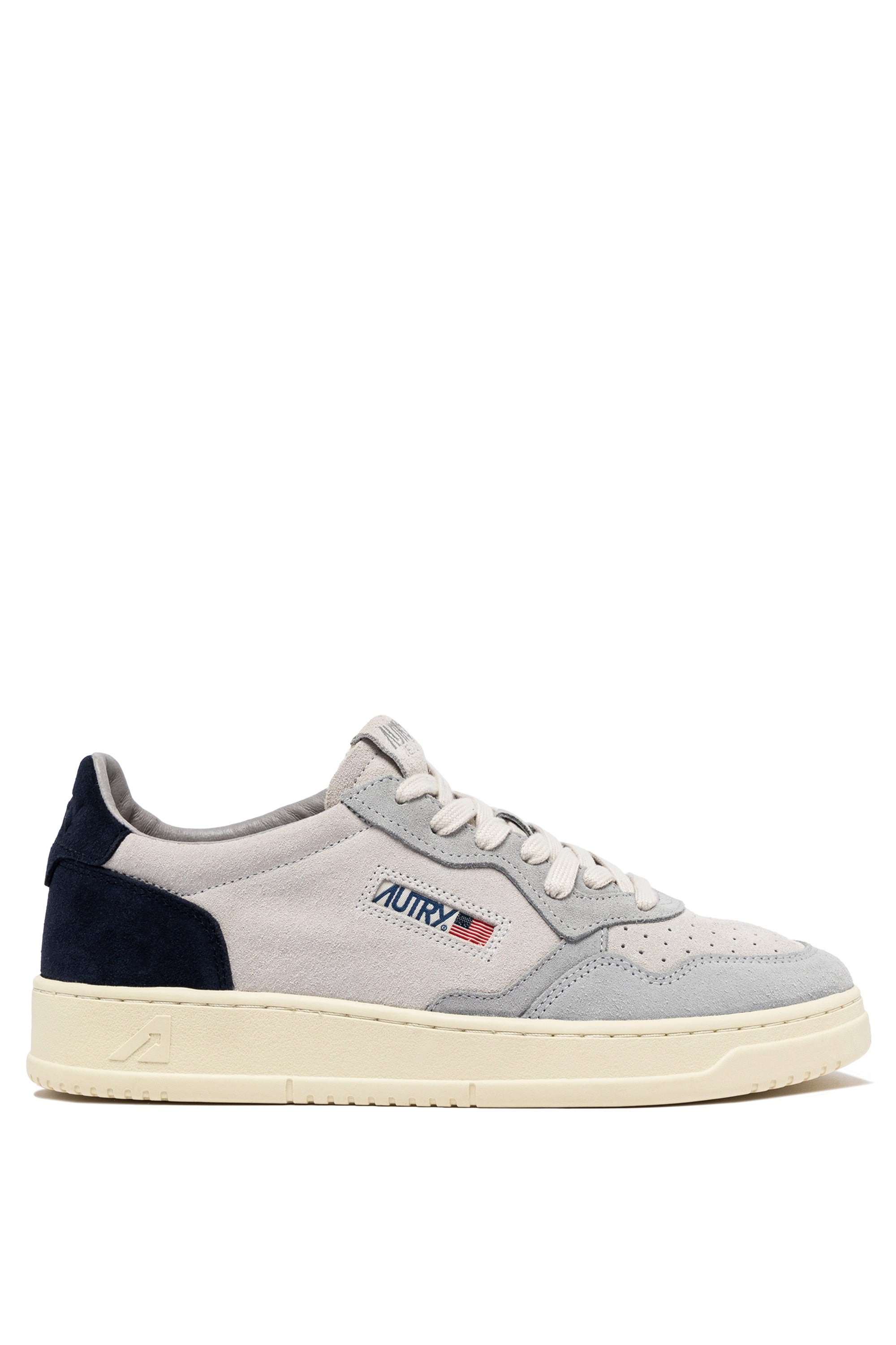 MEDALIST LOW SNEAKERS IN LOFT GRAY AND SPACE BLUE SUEDE