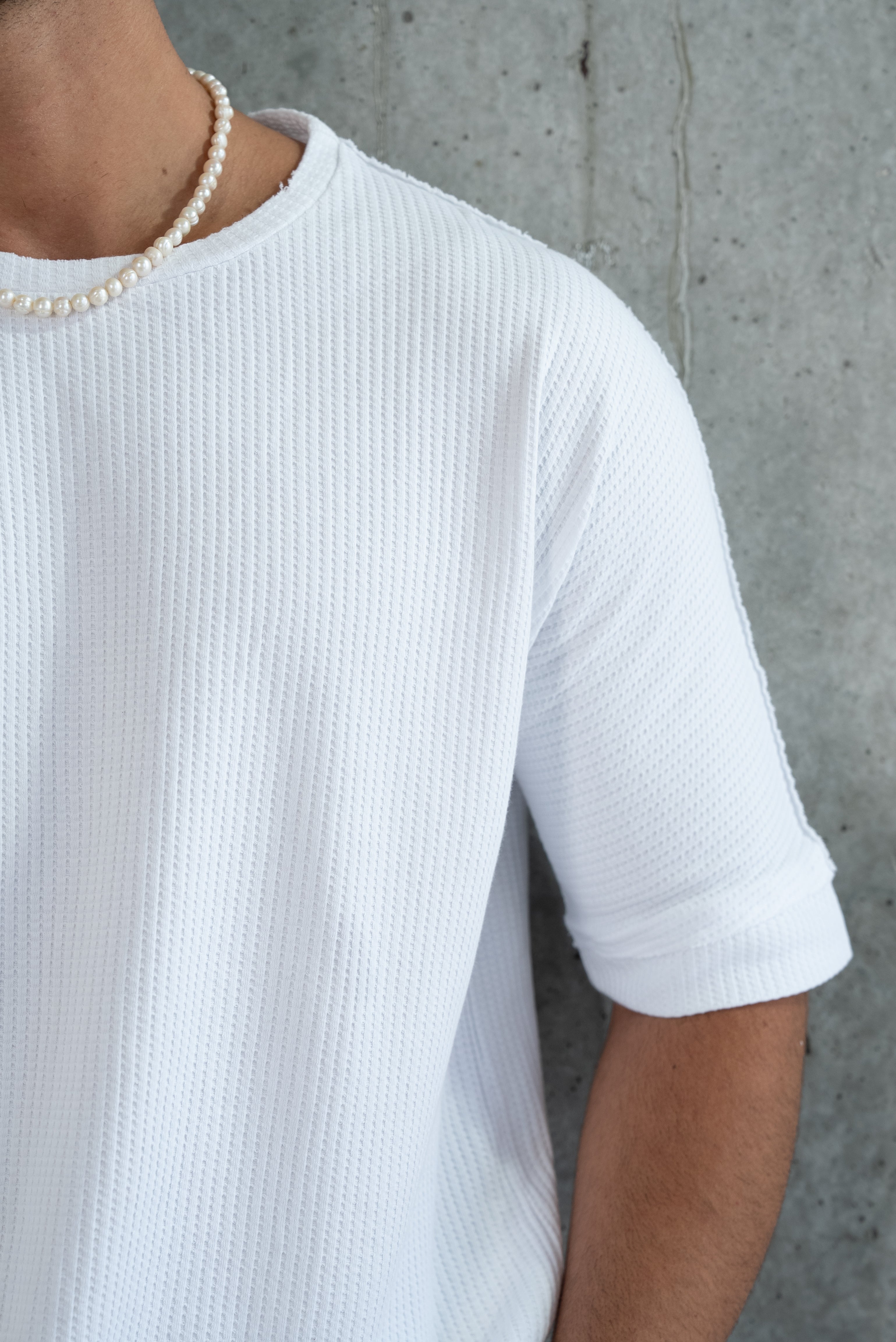 ELEGANT T SHIRT WAFFLE - WHITE