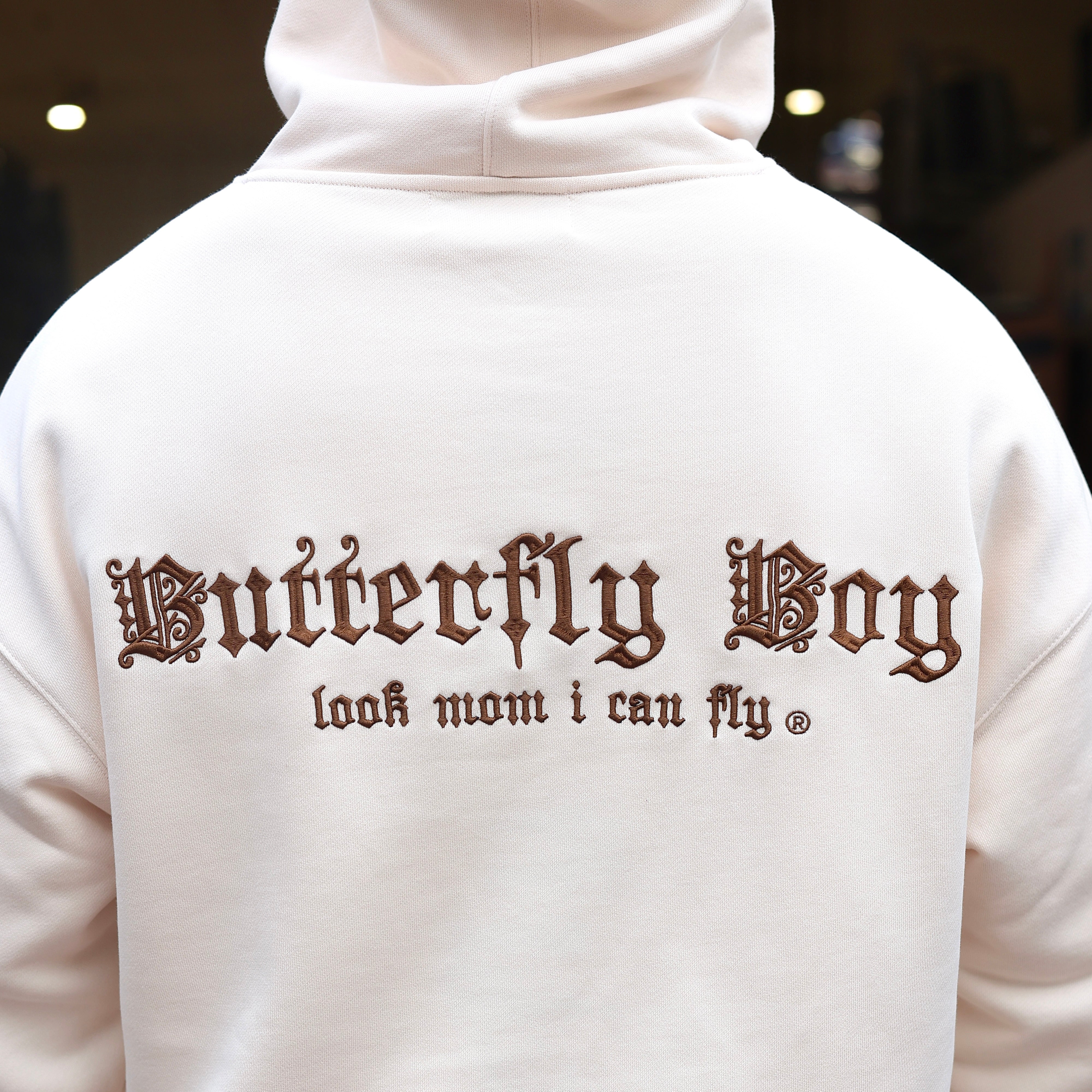 BUTTERFLY BOY HOODIE - CREAM