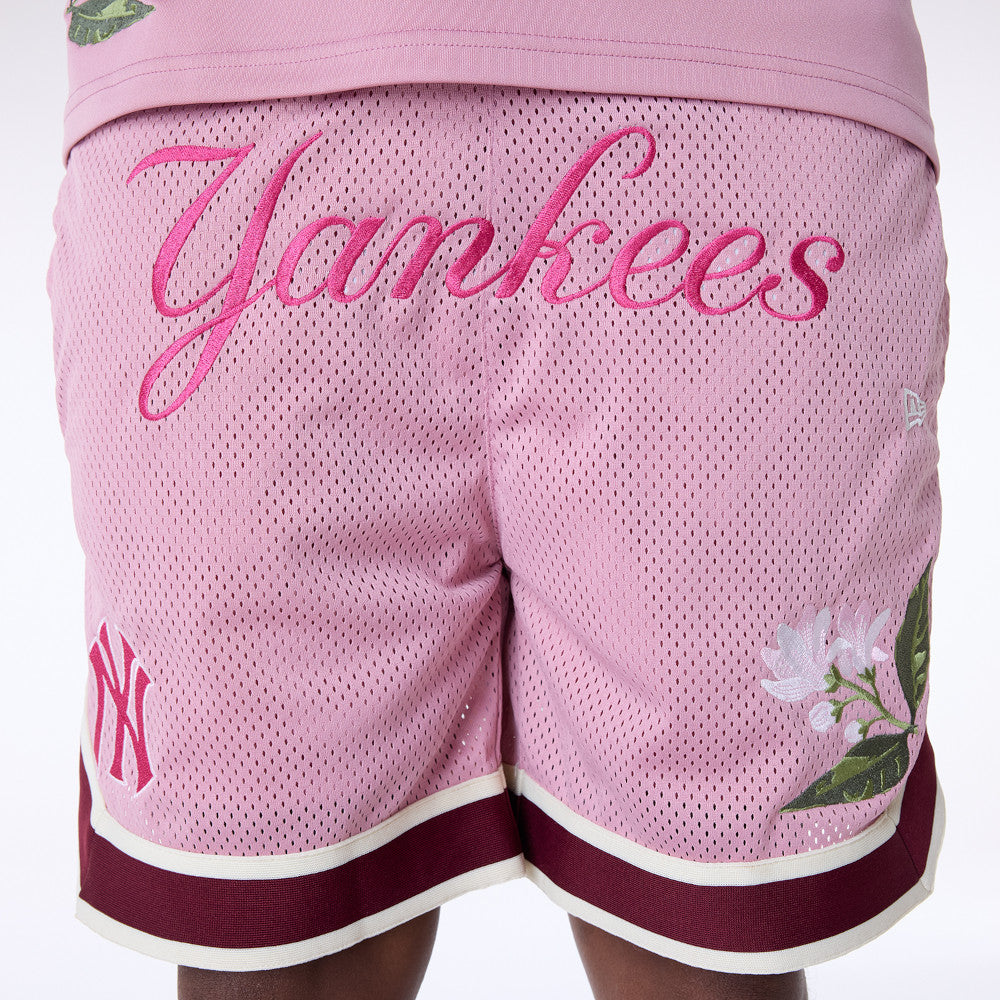 New York Yankees MLB Floral Dark Pink Shorts