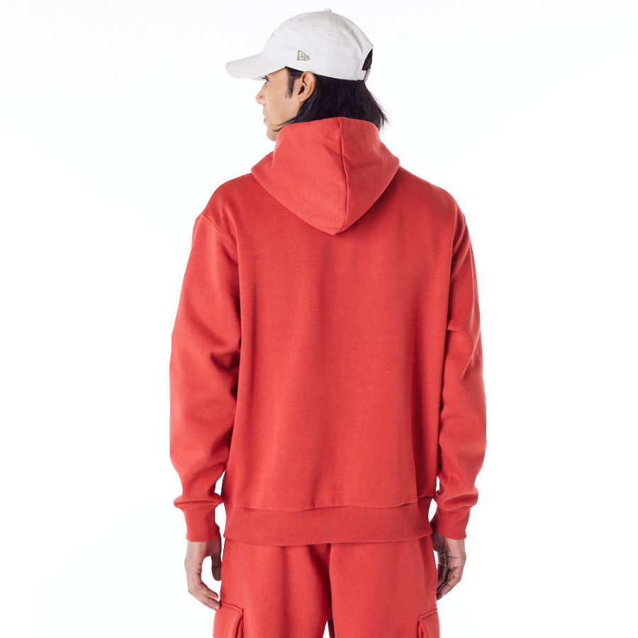 New Era Script Script Red Fleece Oversized Pullover Hoodie