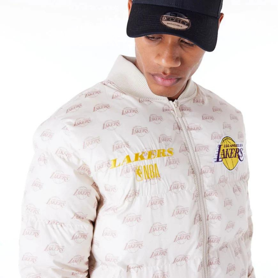 New Era LA Lakers NBA Monogram Stone Puffer Jacket