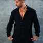 ELEGANT SHIRT WAFFLE - BLACK