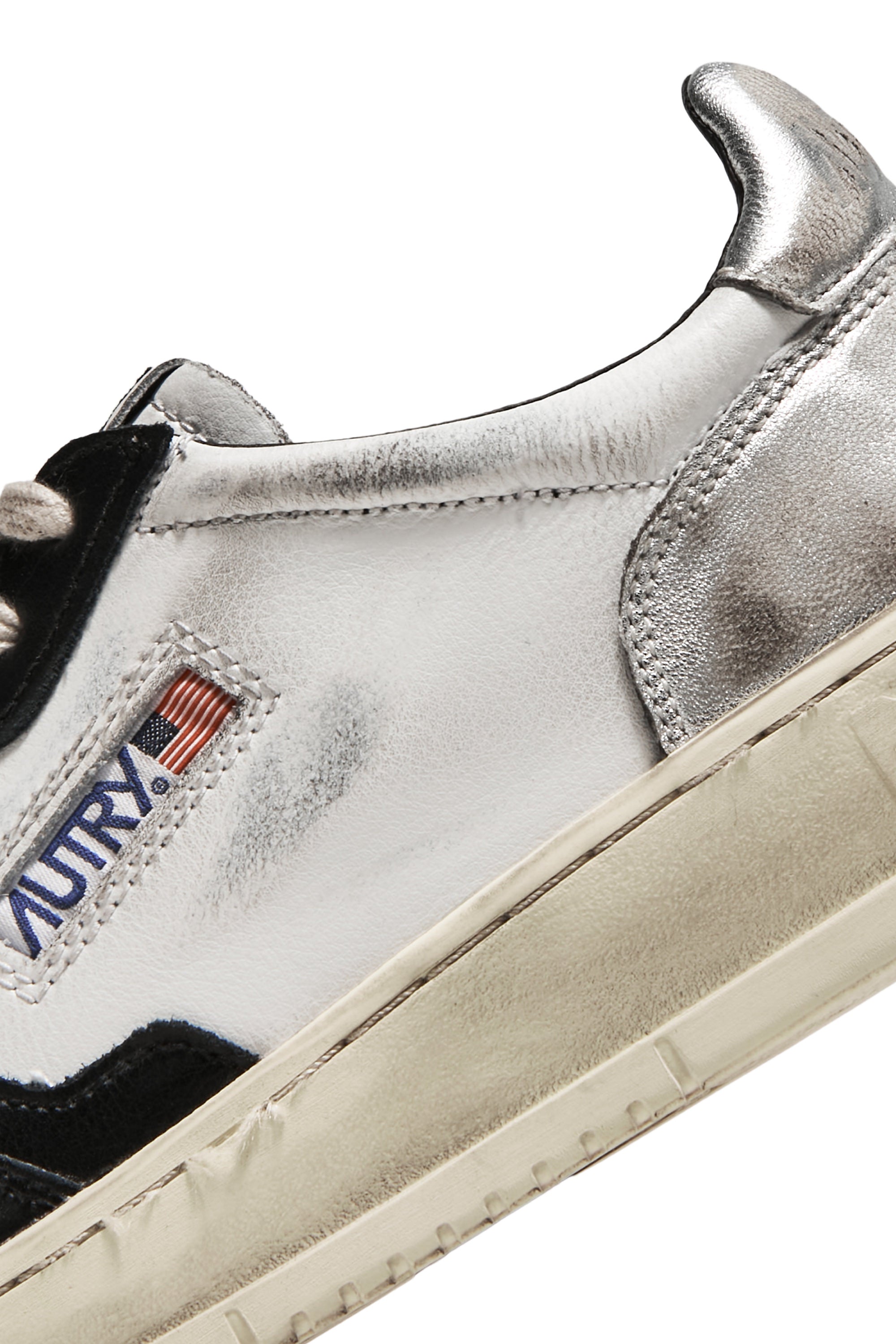 MEDALIST LOW SUPER VINTAGE SNEAKERS IN WHITE BLACK AND SILVER LEATHER