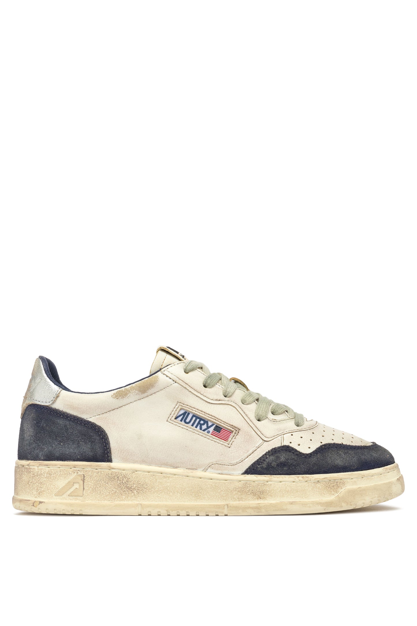 SUPER VINTAGE BLUE & SILVER LEATHER סניקרס