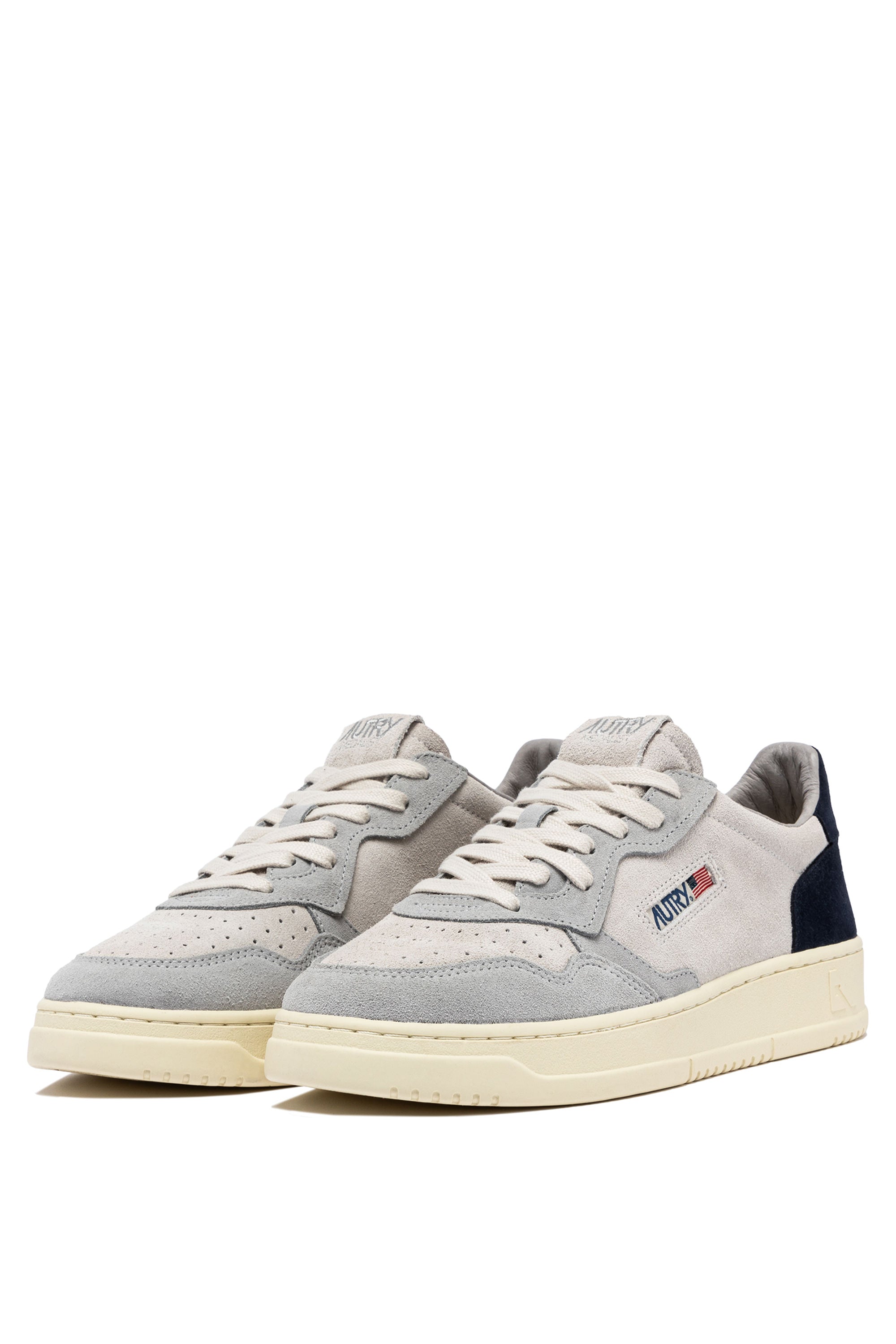 MEDALIST LOW SNEAKERS IN LOFT GRAY AND SPACE BLUE SUEDE