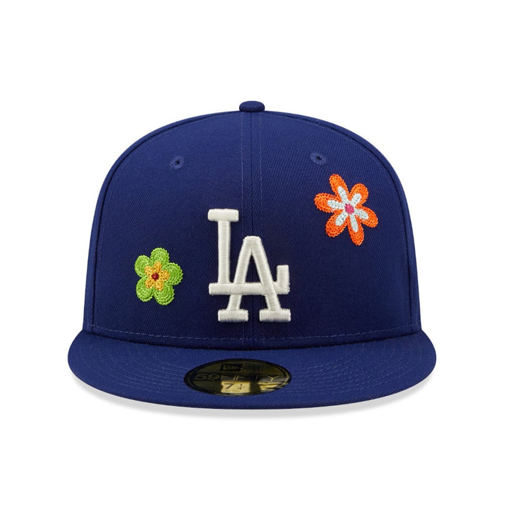 LA Dodgers MLB Flower Blue 59FIFTY Fitted Cap