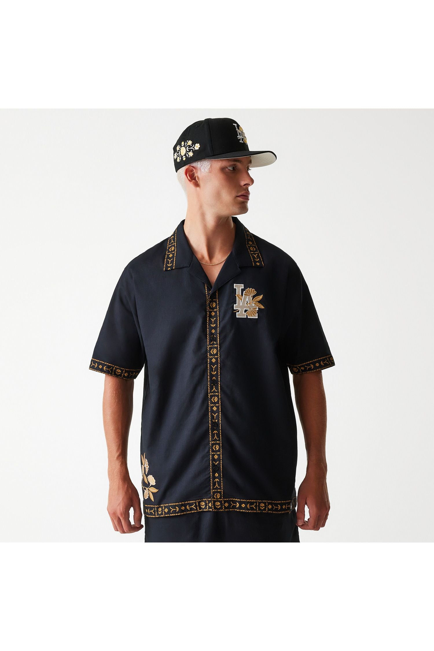 LA Dodgers MLB Taping Black חולצת טי שרט מכופתרת - Butterfly Sneakers