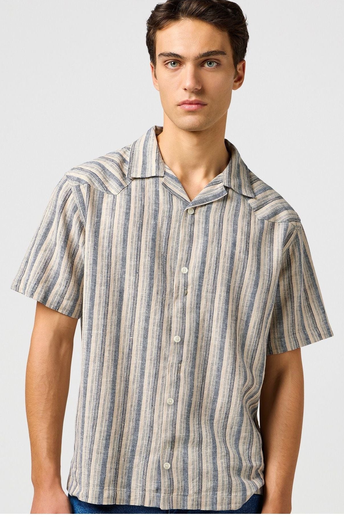 RESORT חולצה מכופתרת פסים שרוול קצר - Butterfly Sneakers