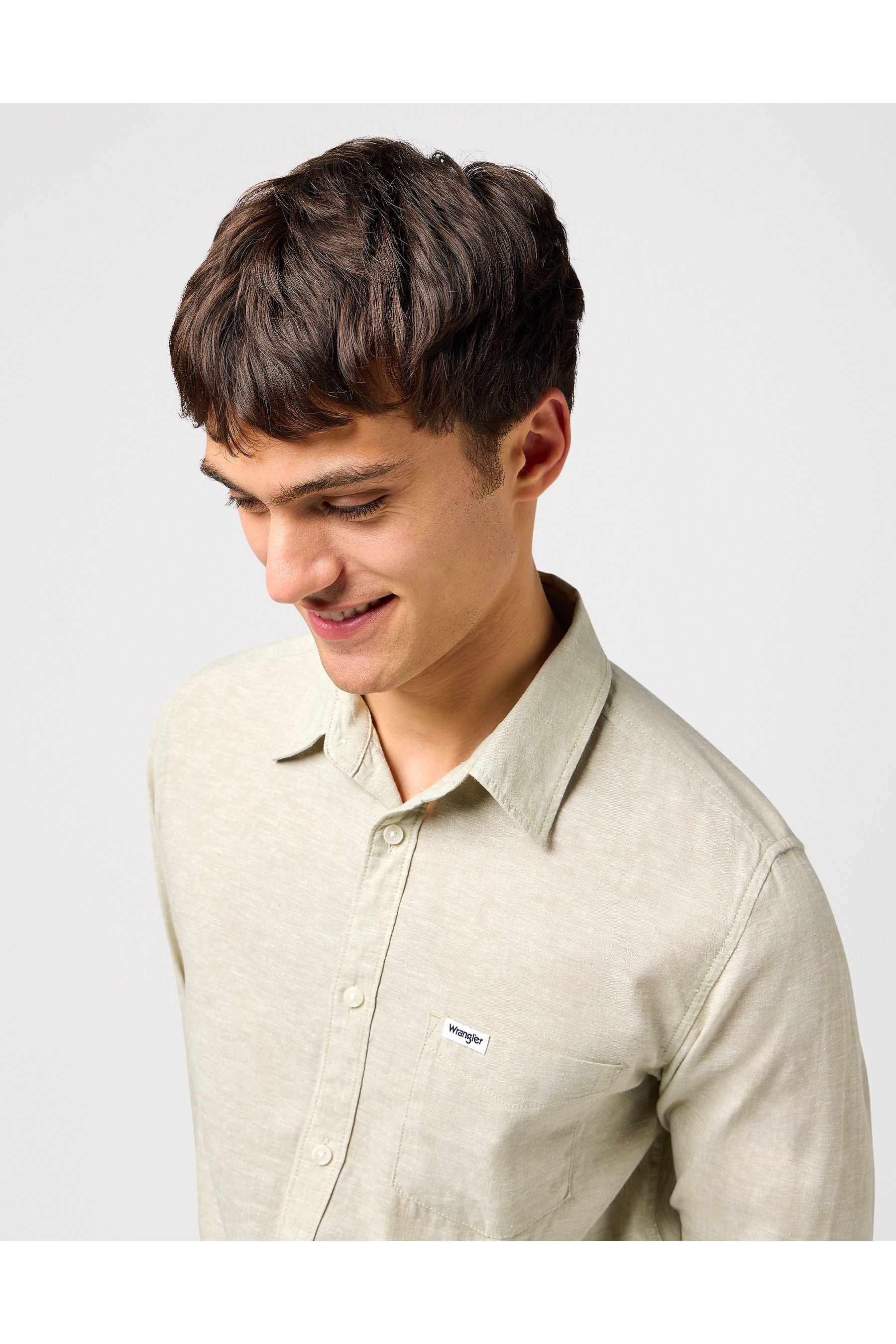 חולצה מכופתרת שרוול ארוך עם כיס - ירוק - Butterfly Sneakers