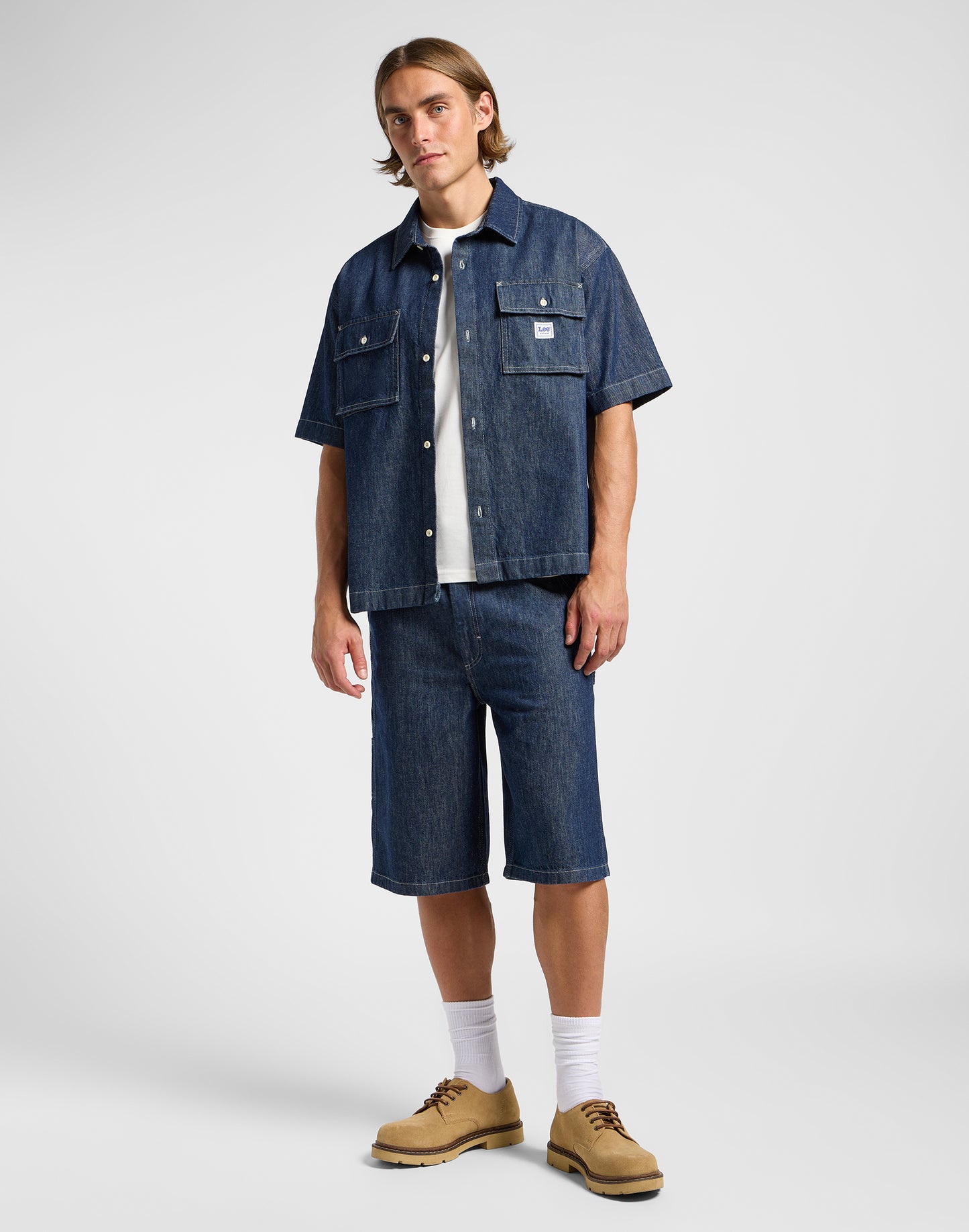 SS WORKWEAR חולצת גינס מכופתרת שרוול קצר
