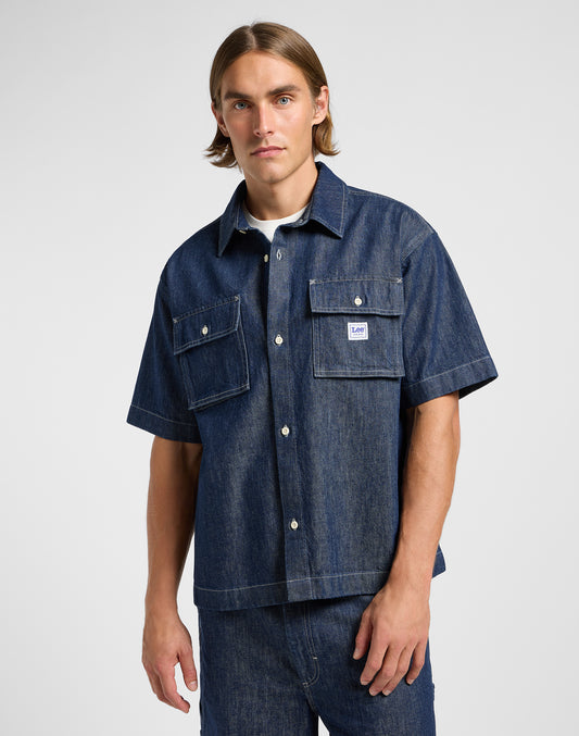 SS WORKWEAR חולצת גינס מכופתרת שרוול קצר