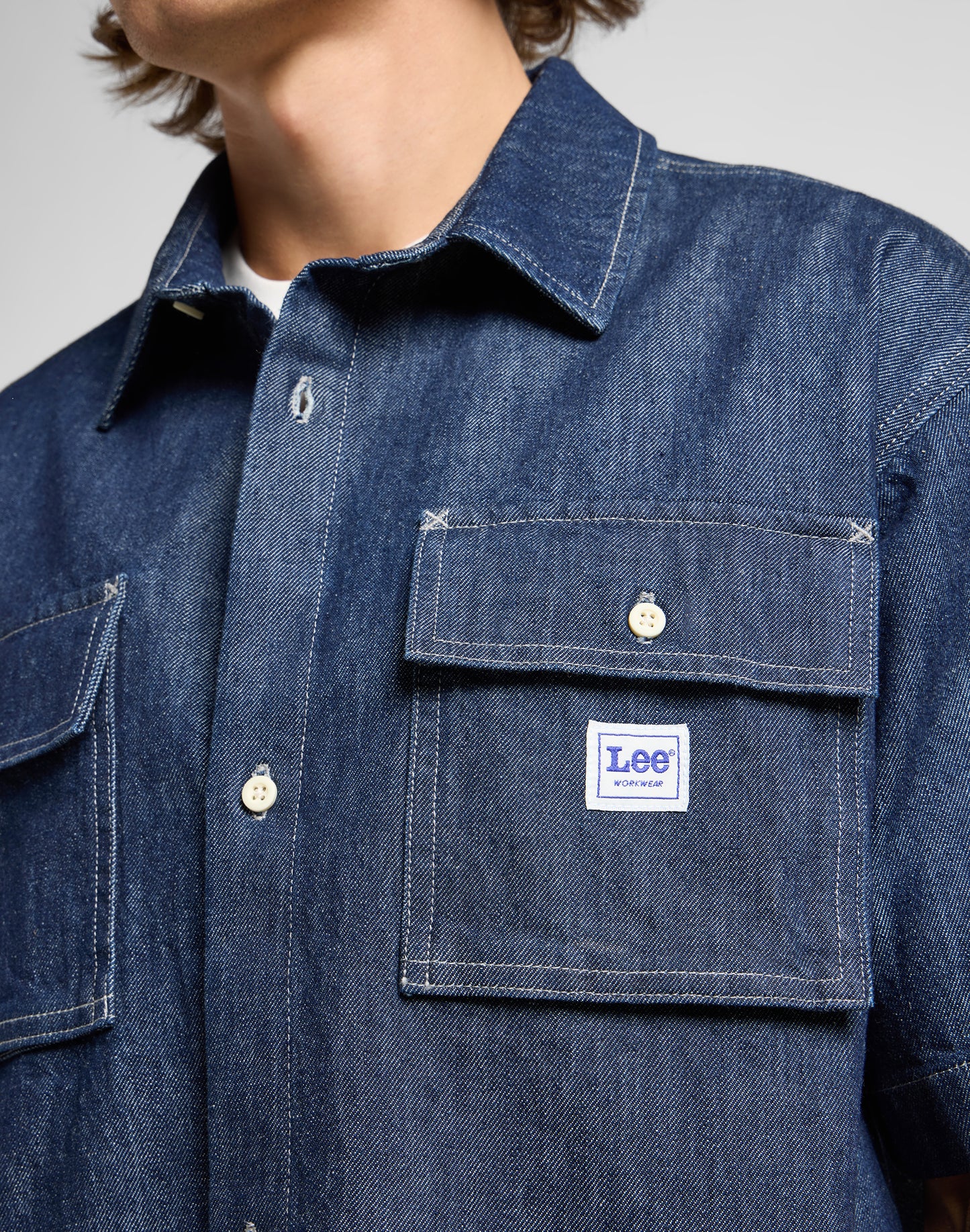 SS WORKWEAR חולצת גינס מכופתרת שרוול קצר