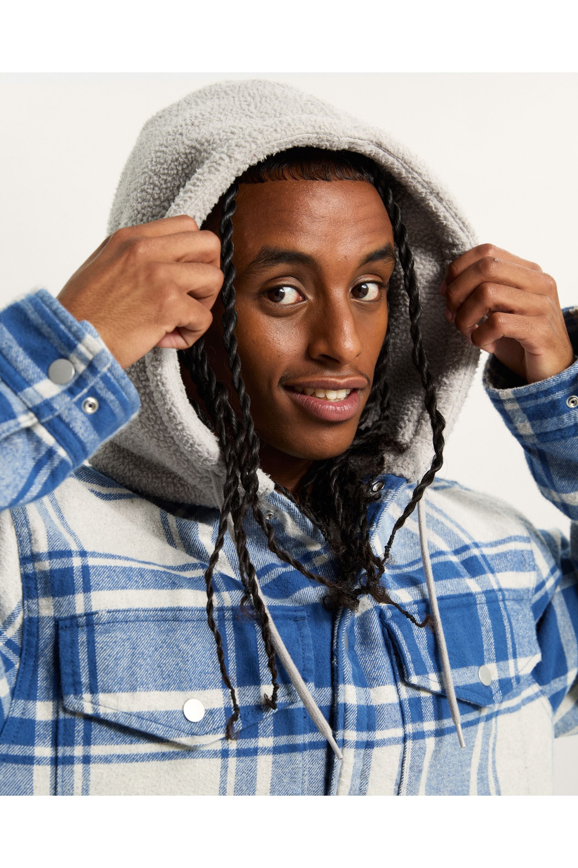 Piedmont Hooded Plaid Shacket - Butterfly Sneakers