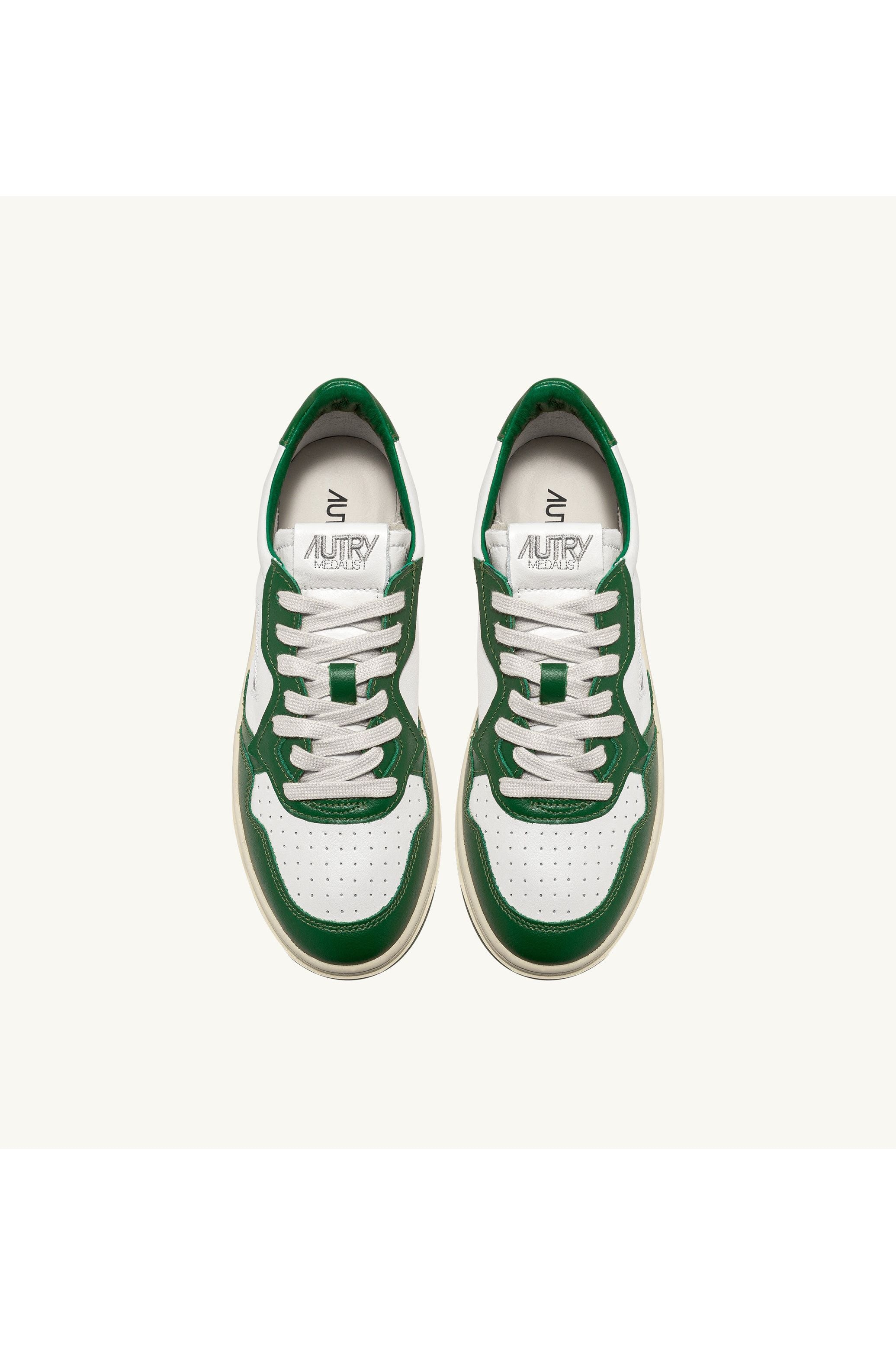 MEDALIST LOW MAN WB03 LEATHER/LEATHER WHITE/GREEN - Butterfly Sneakers