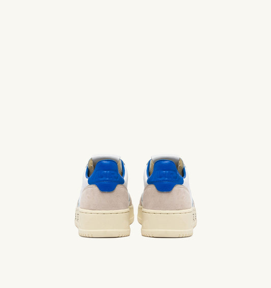 MEDALIST LOW SNEAKERS IN WHITE AND PALACE BLUE LEATHER AND SUEDE WITH LETTERING
