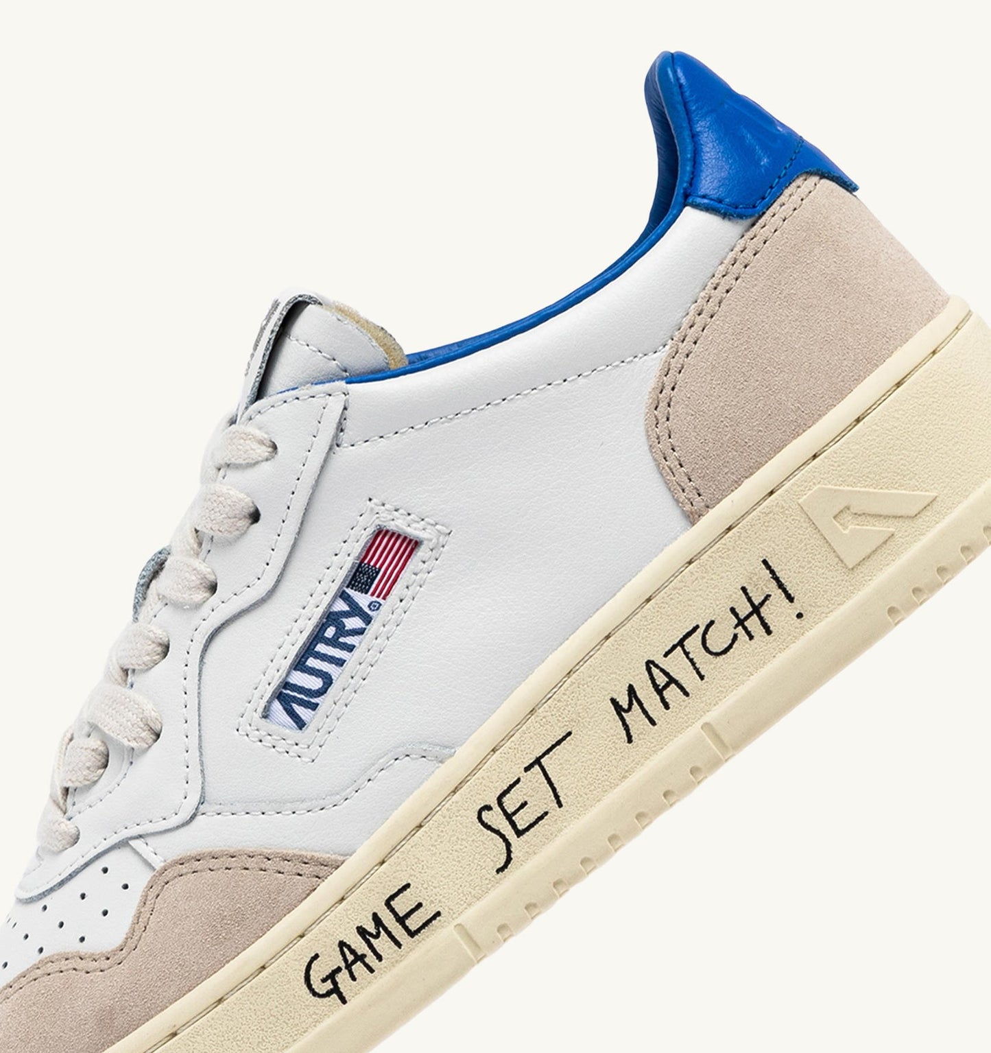 MEDALIST LOW SNEAKERS IN WHITE AND PALACE BLUE LEATHER AND SUEDE WITH LETTERING