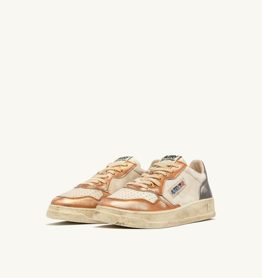 MEDALIST LOW SUPER VINTAGE SNEAKERS IN ORANGE AND GUN-METAL BRUSHED LEATHER