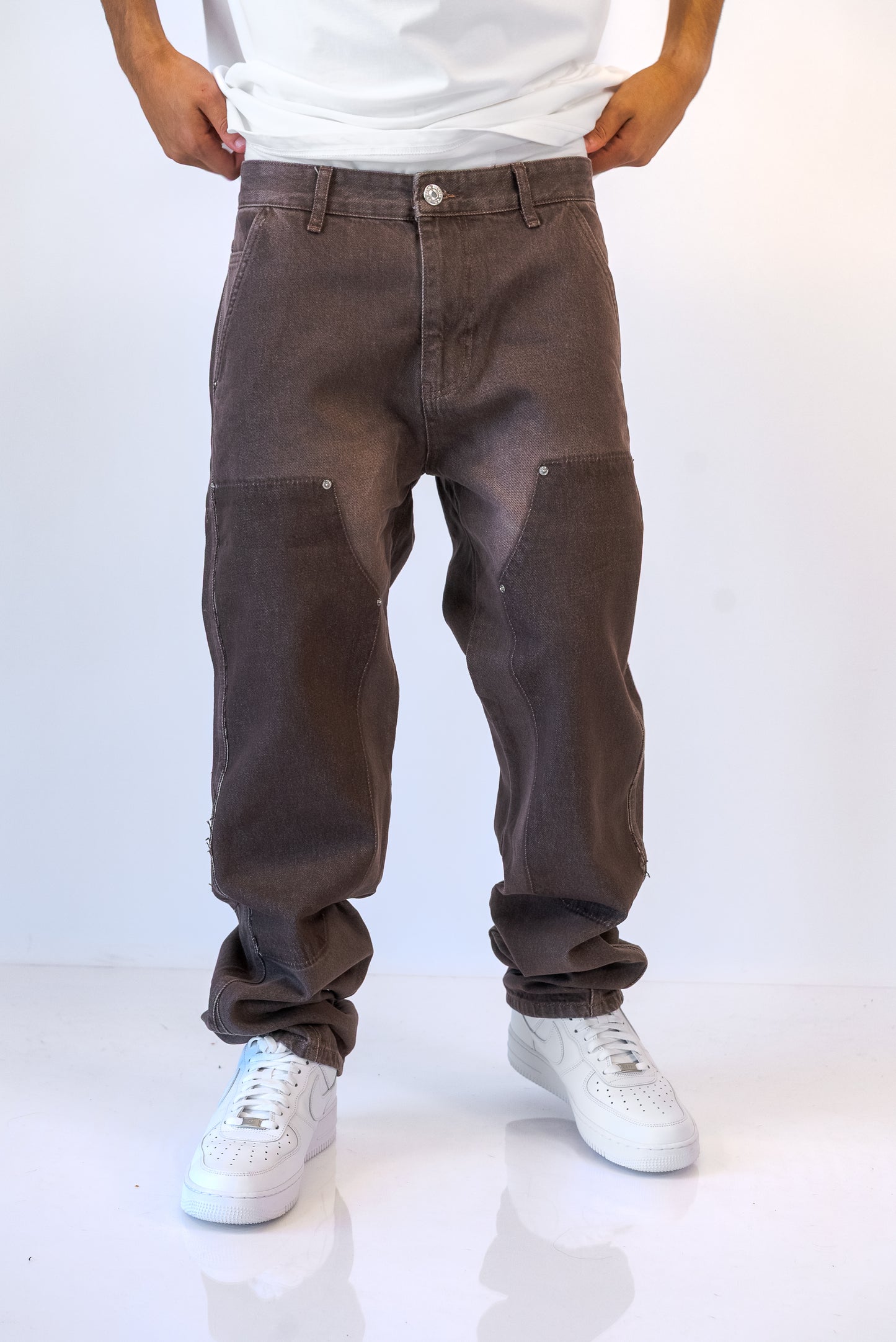 גינס גזרת WIde Leg חום