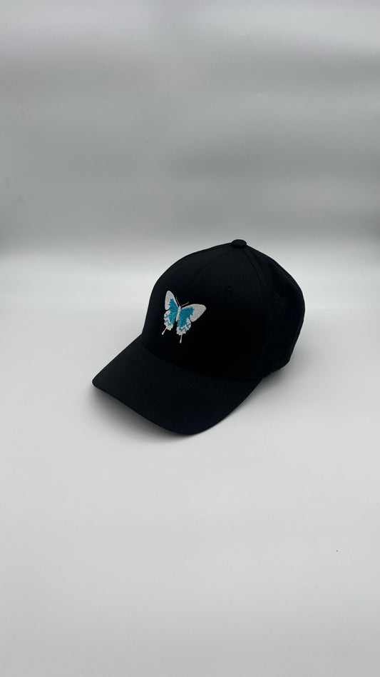 Butterfly Cap White on Black