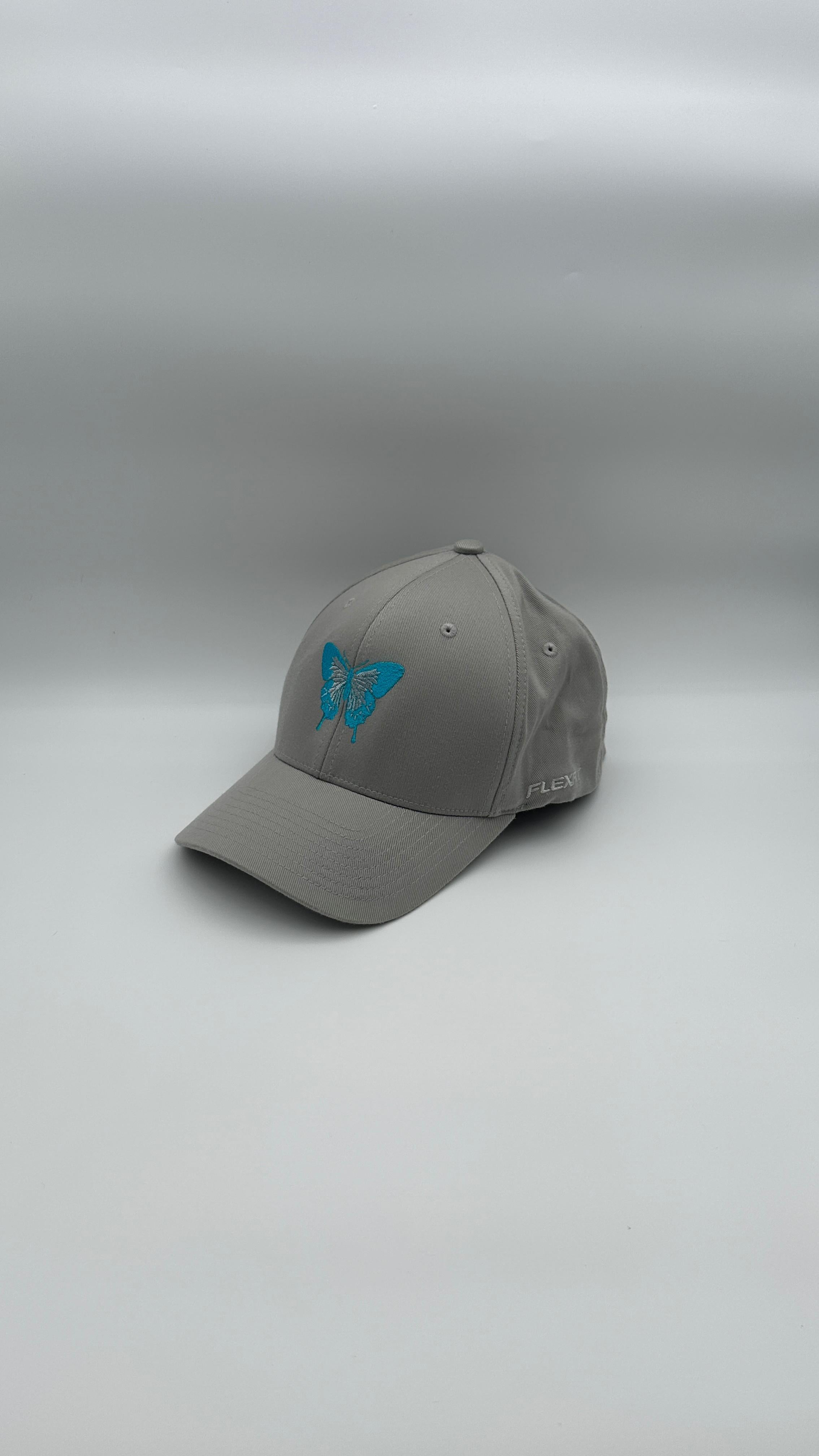 Butterfly Cap Blue on Grey