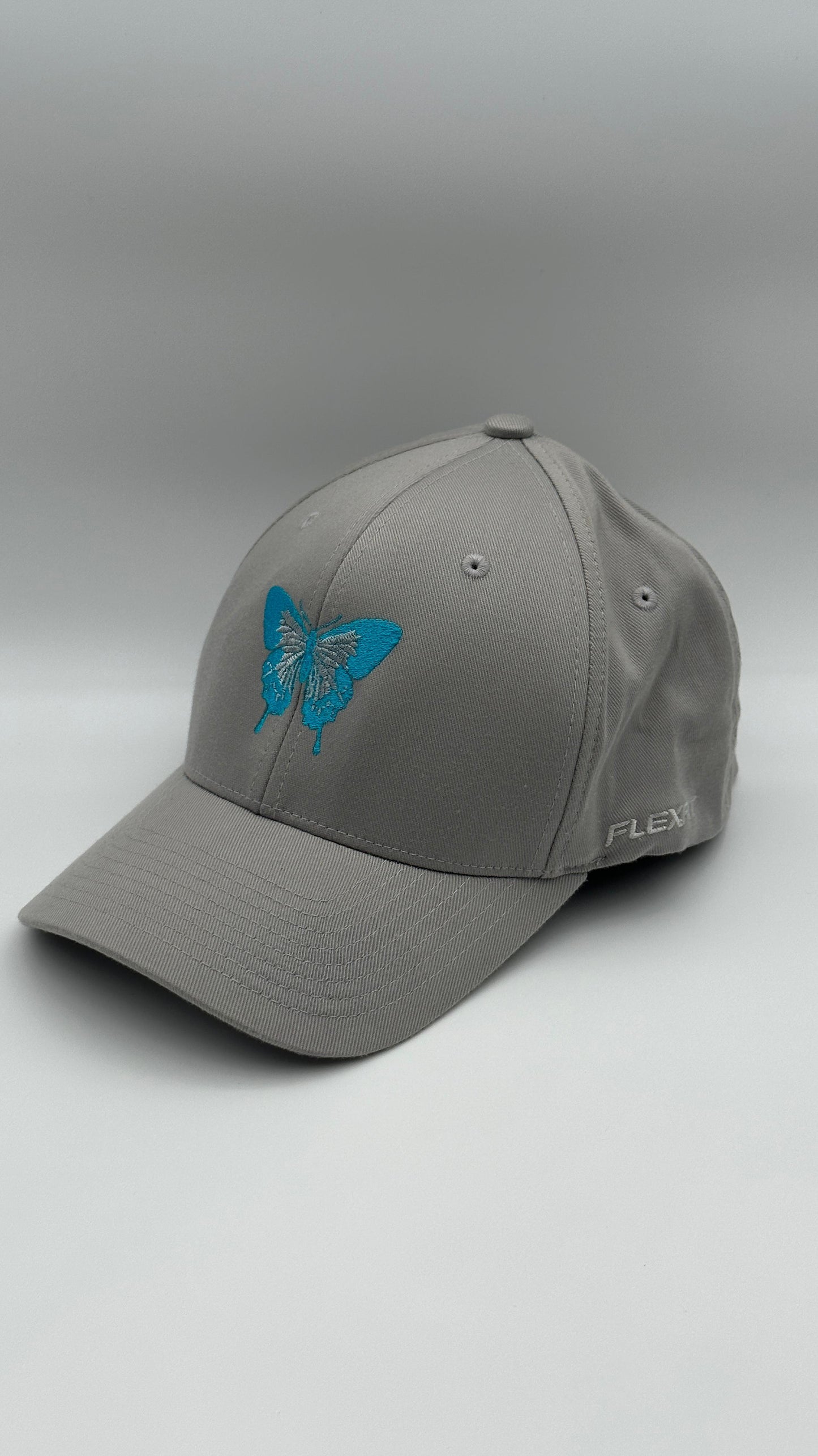 Butterfly Cap Blue on Grey