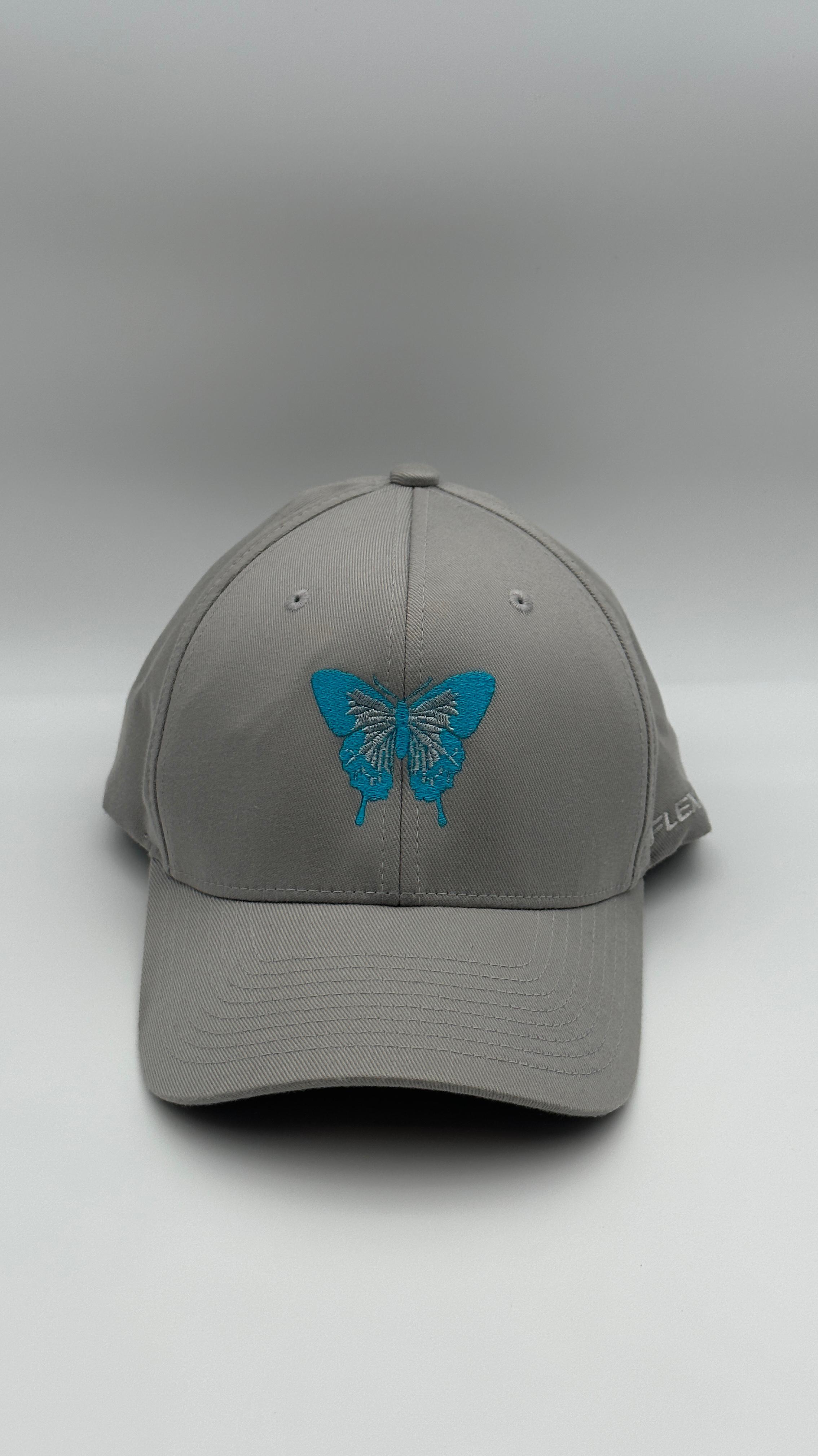 Butterfly Cap Blue on Grey