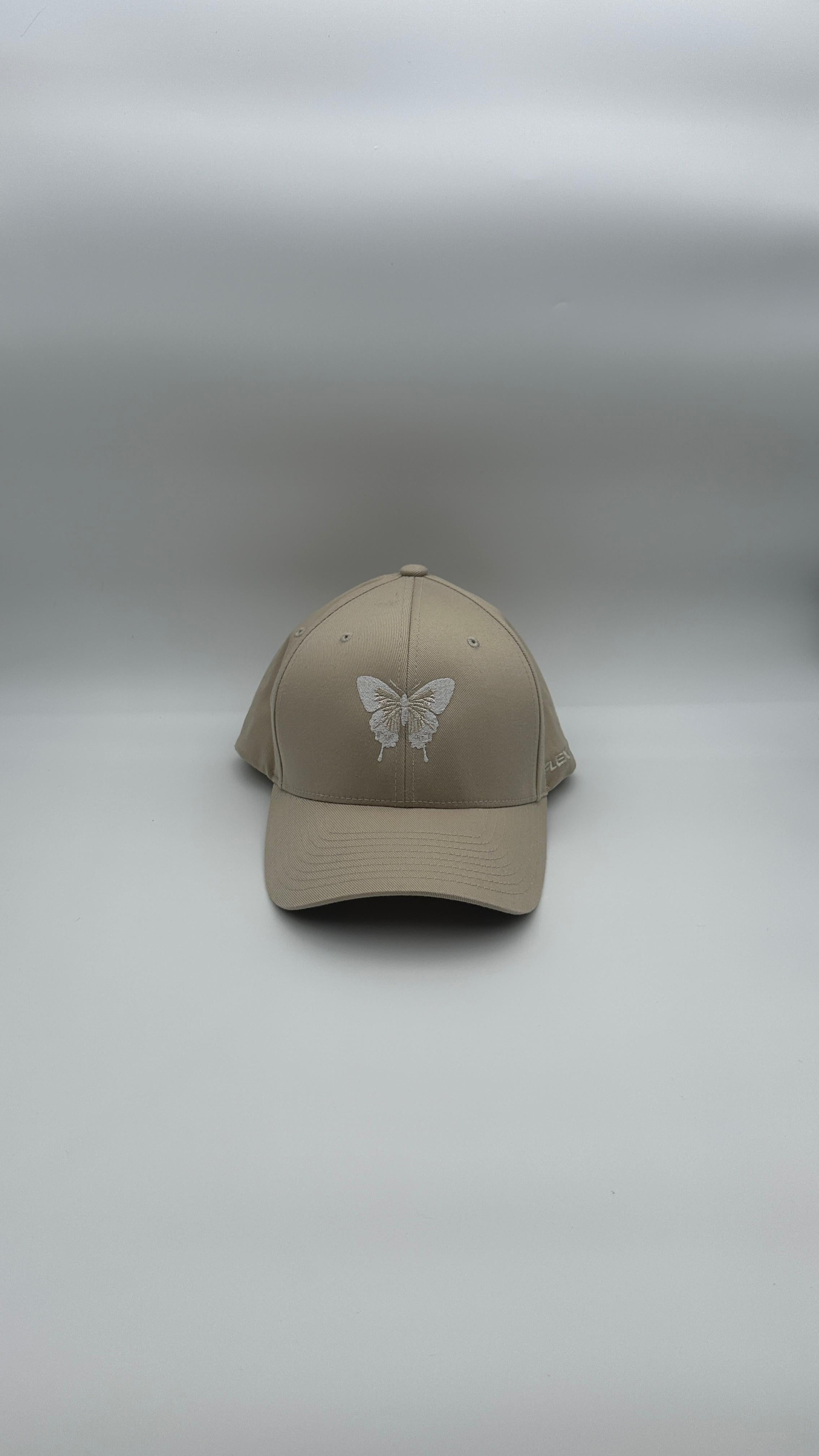 Butterfly Cap white on Brown