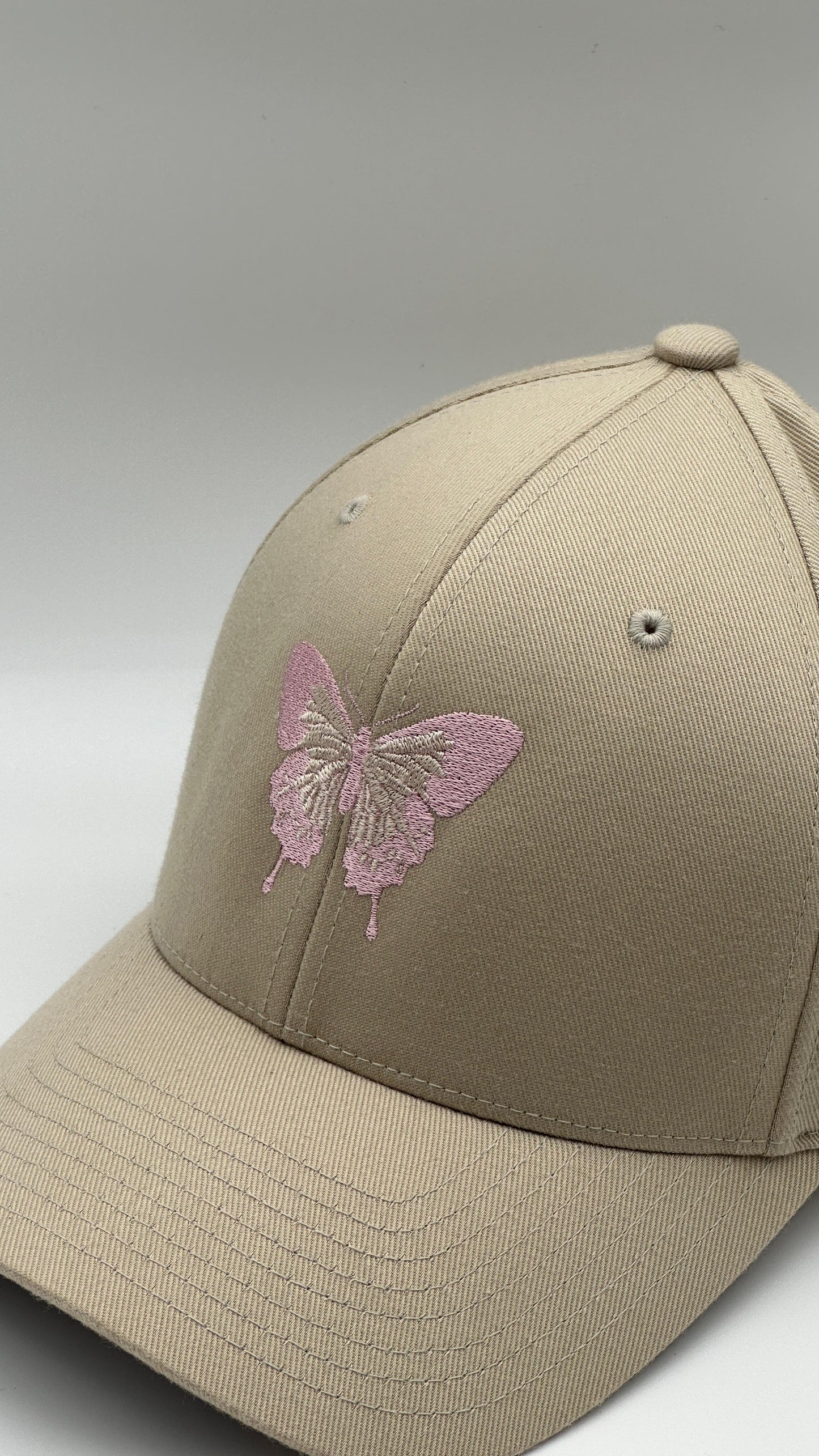 Butterfly Cap Pink on Brown
