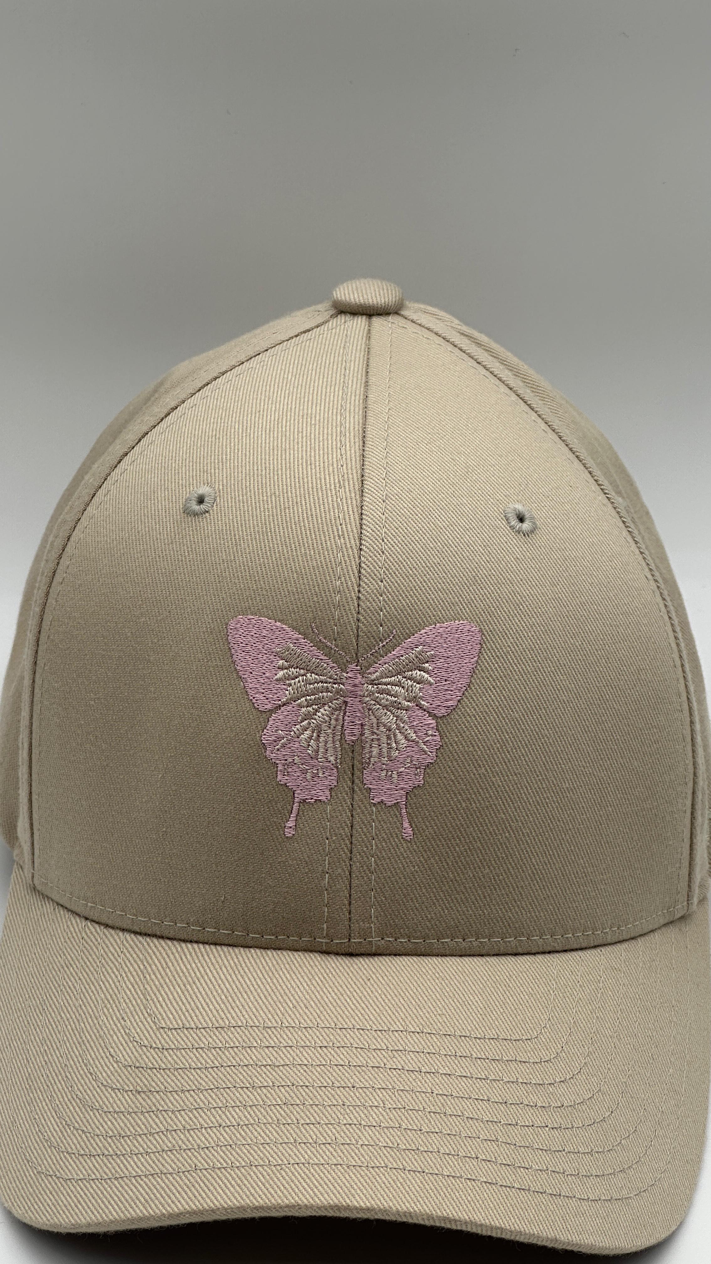 Butterfly Cap Pink on Brown