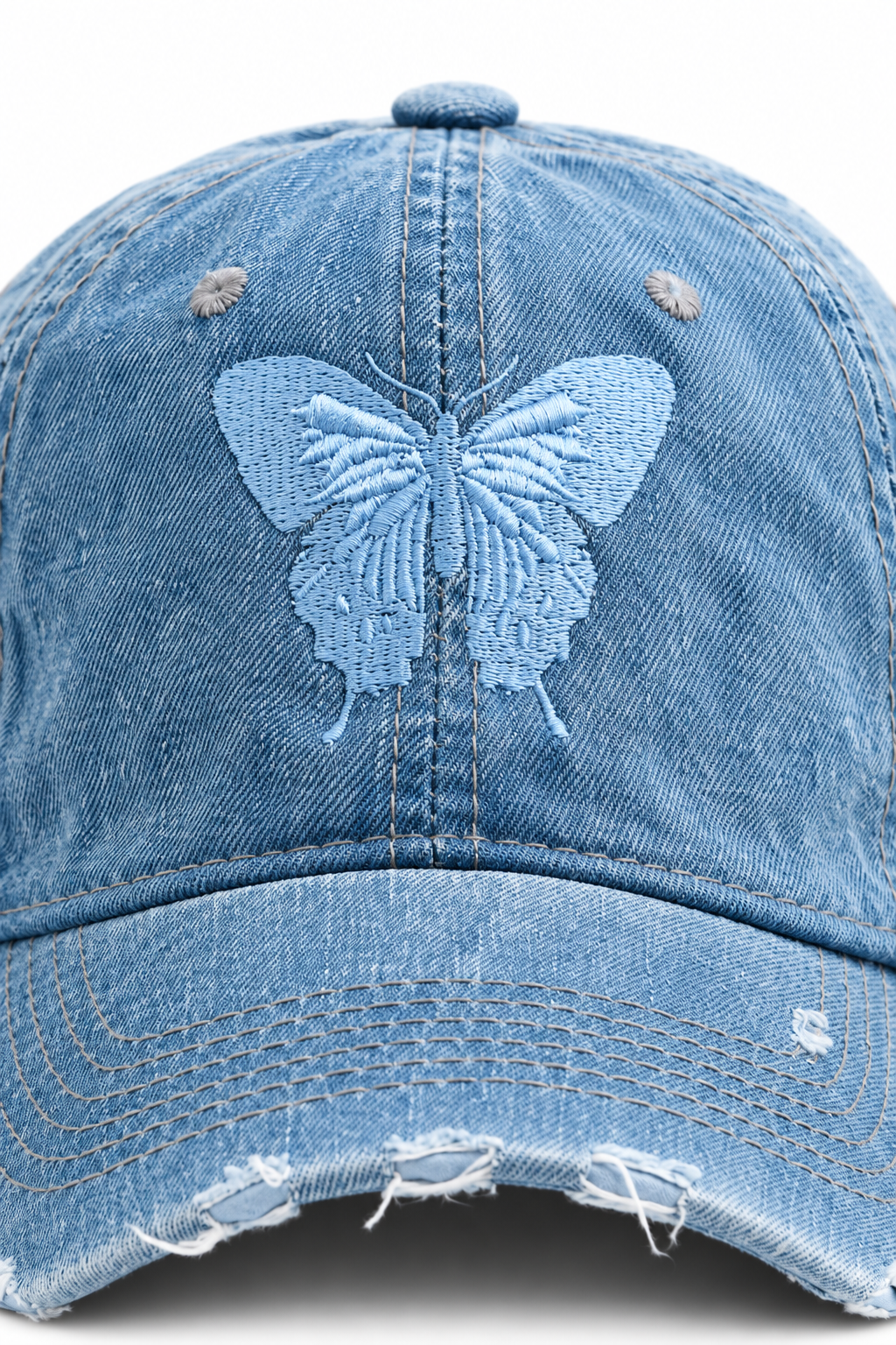 כובע Washed Butterfly – JEANS / ONE SIZE – תקריב