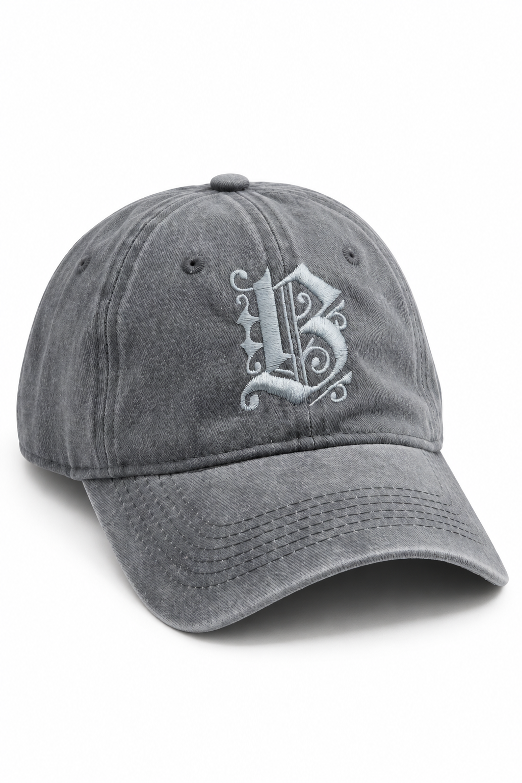 כובע Washed B Butterfly – Gray / ONE SIZE – מבט שלושת רבעי