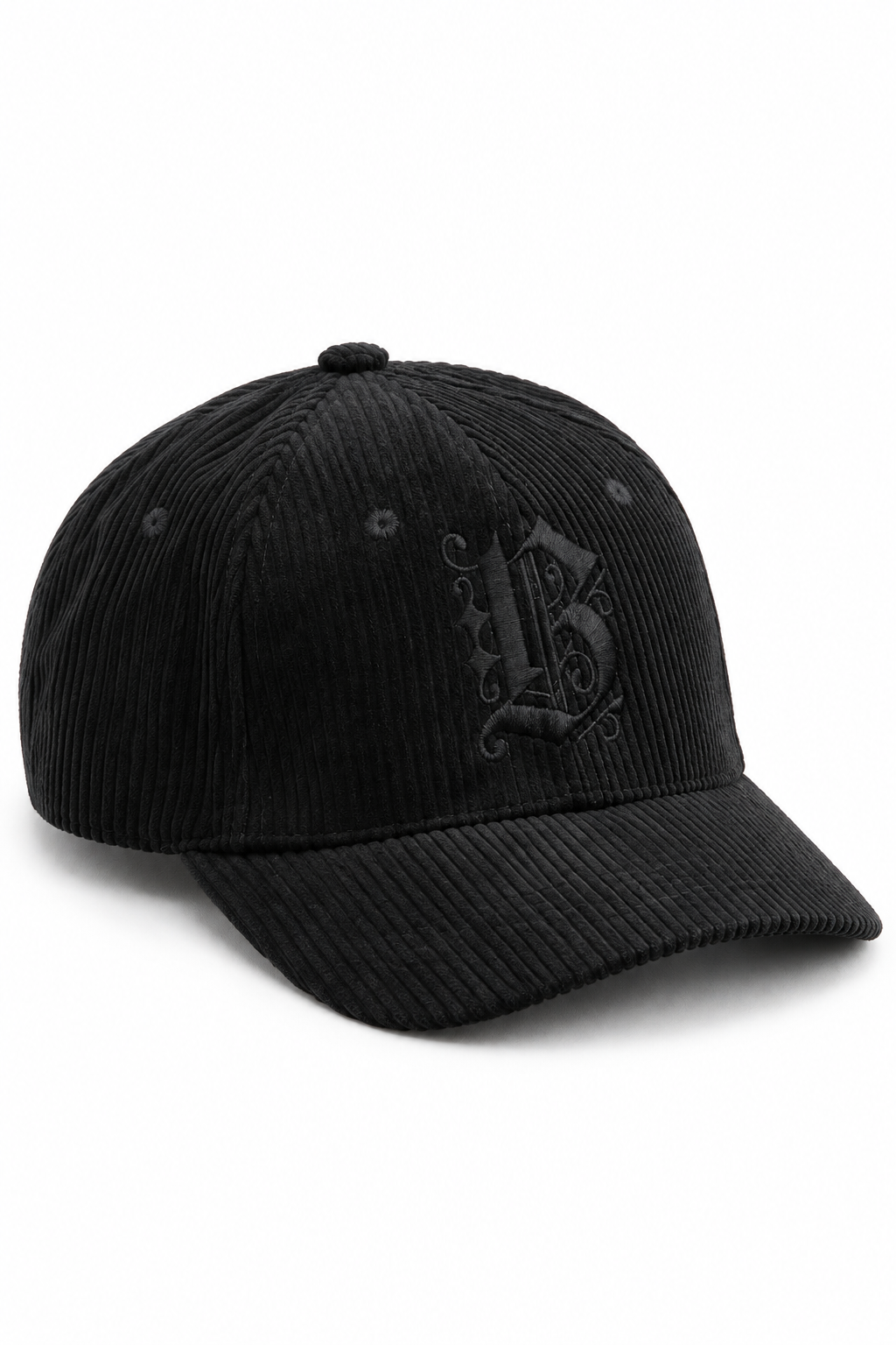 כובע Corduroy B Butterfly בד קורדרוי – black / ONE SIZE – מבט שלושת רבעי