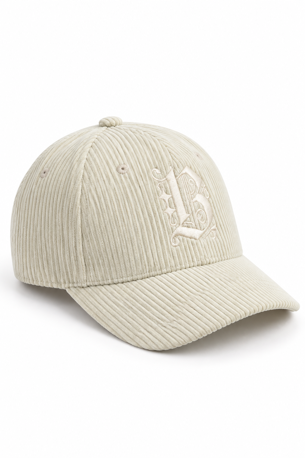כובע Corduroy B Butterfly בד קורדרוי – off white / ONE SIZE – מבט שלושת רבעי