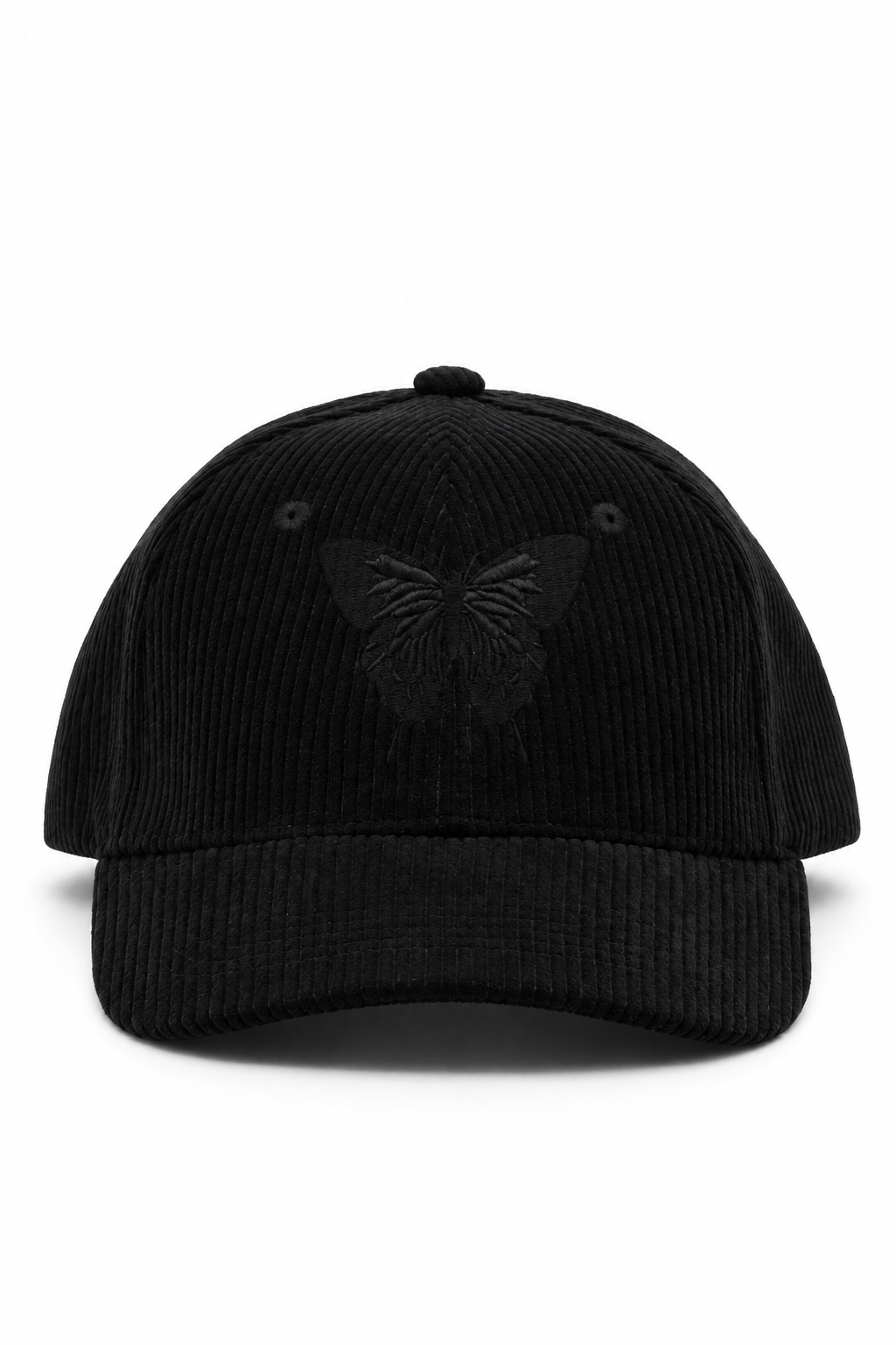 כובע Corduroy Butterfly בד קורדרוי – black / ONE SIZE – מבט חזית