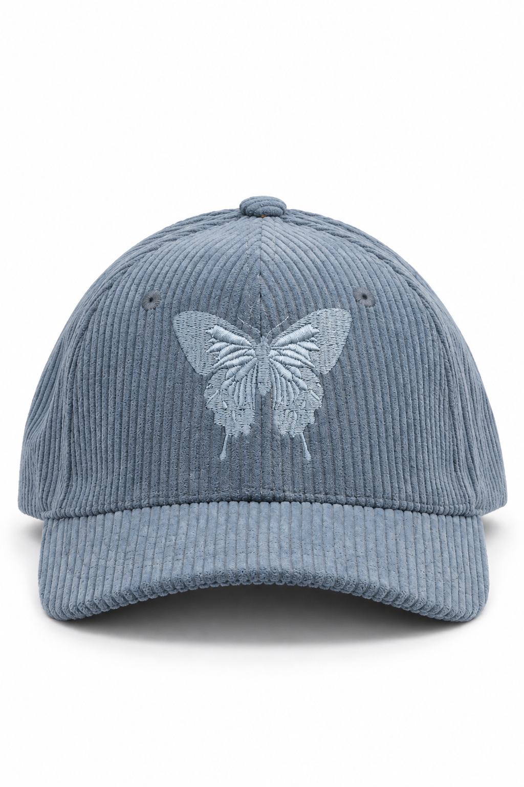כובע Corduroy Butterfly בד קורדרוי – light blue / ONE SIZE – מבט חזית