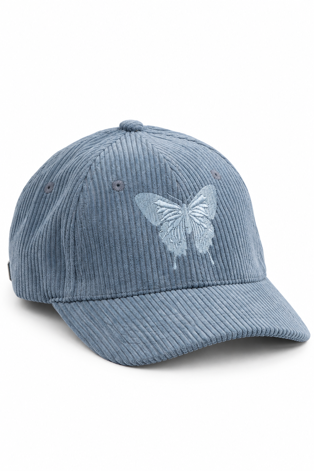 כובע Corduroy Butterfly בד קורדרוי – light blue / ONE SIZE – מבט שלושת רבעי