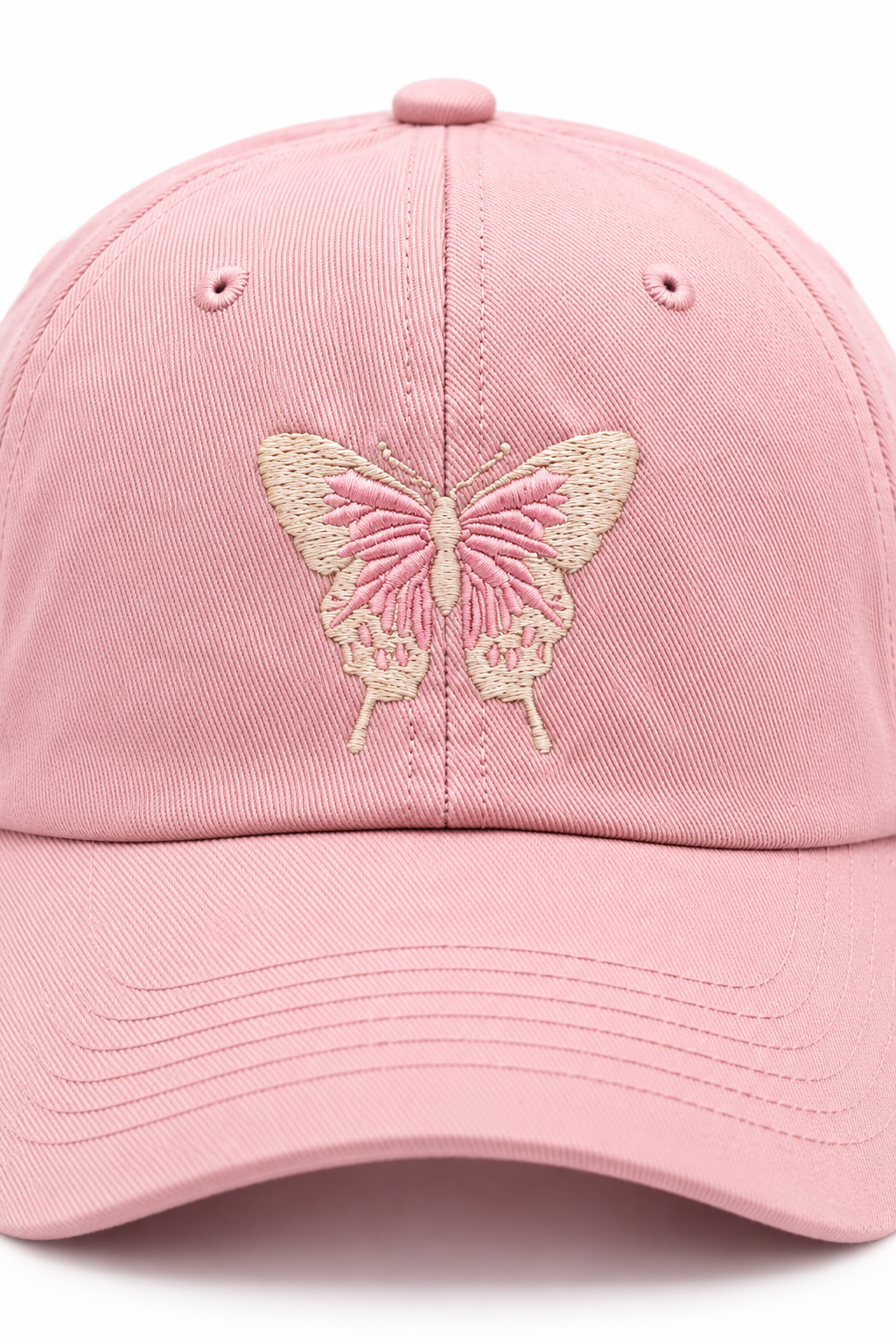 כובע BUTTERFLY B6 — וורוד בהיר / ONE SIZE — תקריב פרטים