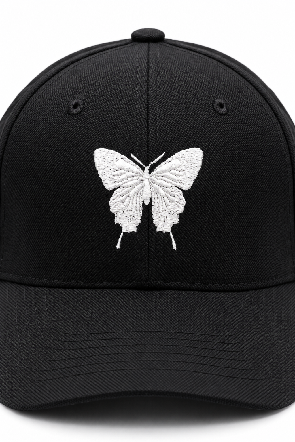 כובע BUTTERFLY B1 — שחור / ONE SIZE — תקריב פרטים