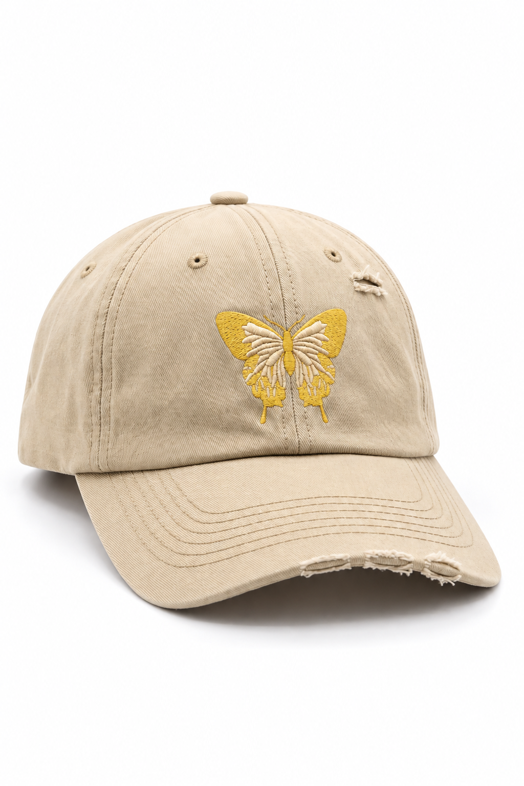 כובע BUTTERFLY B4 — קרם קרעים / ONE SIZE — תמונת מוצר ראשית