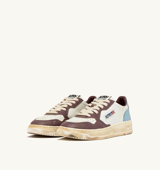 MEDALIST LOW SUPER VINTAGE SNEAKERS IN WHITE CELESTIAL BLUE AND TAUPE